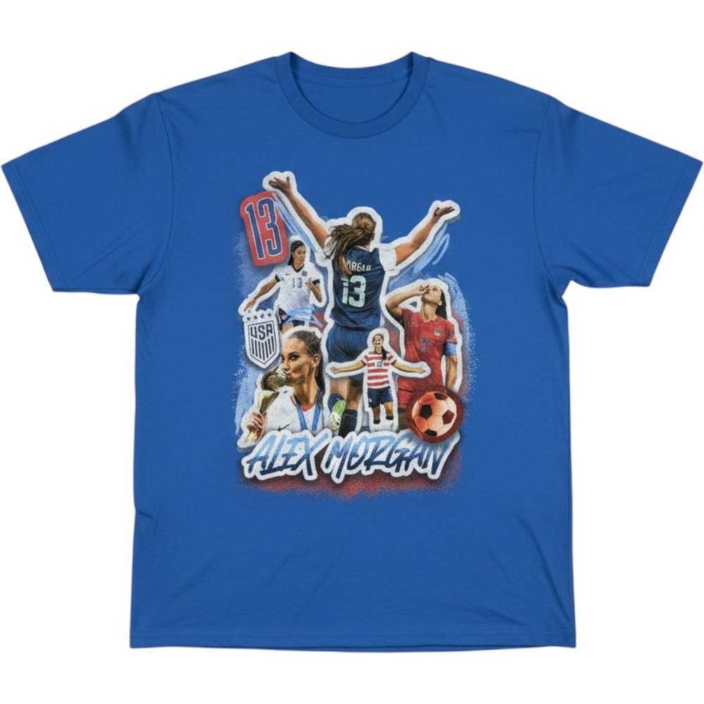 USA Soccer Alex Morgan USWNT Career Milestones Tee Shirt‎ Blue Mens XL NEW